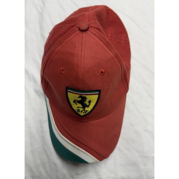 FERRARI Hat Color Red Italian Flag One Size Adjustable Cap - Picture 10 of 13